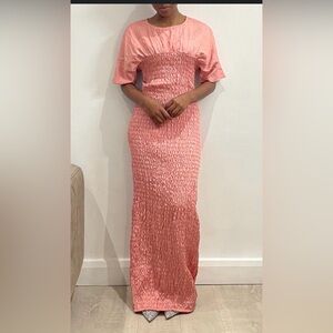 Ghospell Pink Crinkle Smocked Maxi Dress | NWT | Size M | Minimalist 90s